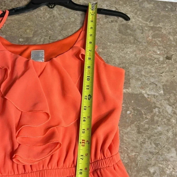 Simon Twik dress women M.  Coral ,summer,halter style,ruffles,lined,chiffon,mini - Picture 9 of 12